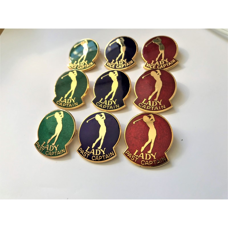 Lady Captain Golfer Lapel Badge Blue