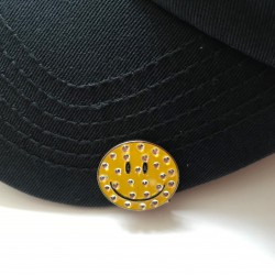 Golf Ball Marker Visor Hat Clip Yellow Smiley