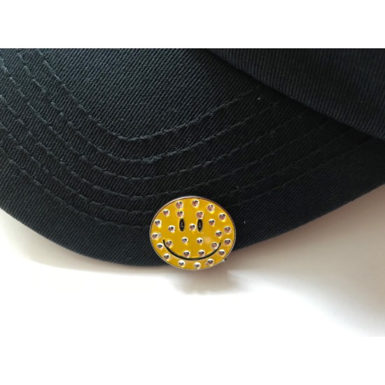 Golf Ball Marker Visor Hat Clip Yellow Smiley