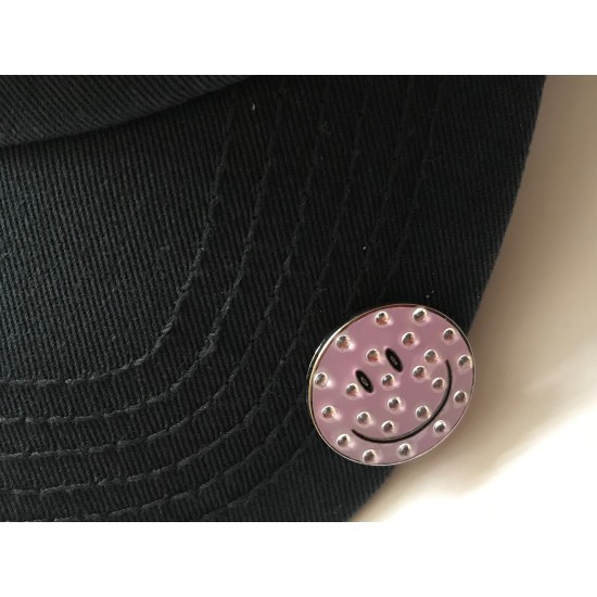 Golf Ball Marker Visor Hat Clip Smiley Lilac 