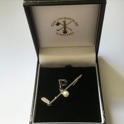 Lady President Golfer Brooch Sterling Silver Cultured Pearl Trademarked