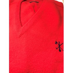 Hole in One Golf Jumper Red V Neck Size 36
