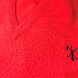 Hole in One Golf Jumper Red V Neck Size 36