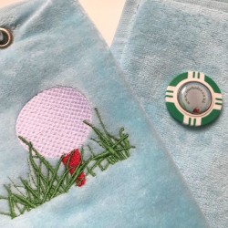 Golf Bag Towel for all Golfers Light Blue and Vegas Poker Chip Ball Marker Green Golf Bag Towel for all Golfers Light Blue and Vegas Poker Chip Ball Marker Green