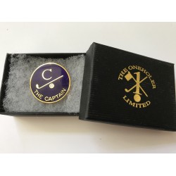 Captain Golfer Enamel Lapel Badge Navy Blue