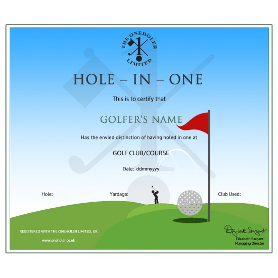 Hole in One Golf Certificate (Downloadable)