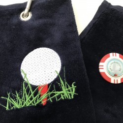 Golf Bag Towel for all Golfers Navy Blue and Vegas Poker Chip Ball Marker Red Golf Bag Towel for all Golfers Navy Blue and Vegas Poker Chip Ball Marker Red