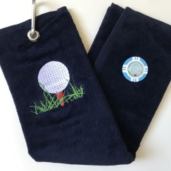 Golf Bag Towel for all Golfers Navy Blue and Vegas Poker Chip Ball Marker Light Blue Golf Bag Towel for all Golfers Navy Blue and Vegas Poker Chip Ball Marker Light Blue