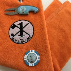 Hole in One Golf Towel Orange with Hole in One Pitch Master Repairer & Hole in One Vegas Poker Chip Light Blue Hole in One Golf Towel Orange with Hole in One Pitch Master Repairer & Hole in One Vegas Poker Chip Light Blue