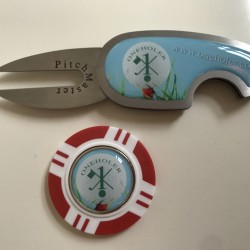 Hole in One Golf Towel Orange with Hole in One Pitch Master Repairer & Hole in One Vegas Poker Chip Red Hole in One Golf Towel Orange with Hole in One Pitch Master Repairer & Hole in One Vegas Poker Chip Red