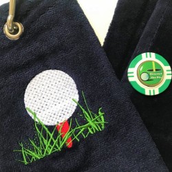 Nearest the Pin Vegas Chip Golf Ball Marker and Generic Golf Towel Navy Blue