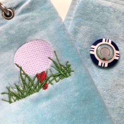 Golf Bag Towel for all Golfers Light Blue and Vegas Poker Chip Ball Marker Navy Golf Bag Towel for all Golfers Light Blue and Vegas Poker Chip Ball Marker Navy