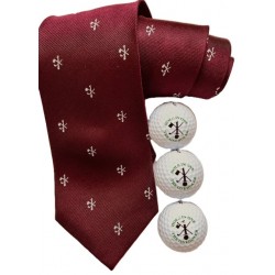 Hole in One Maroon Silk Tie and Hole in One Golf Balls