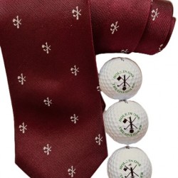 Hole in One Maroon Silk Tie and Hole in One Golf Balls