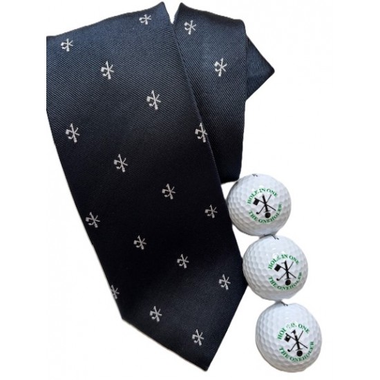 Hole in One Navy Silk Tie and Hole in One Golf Balls Hole in One Navy Silk Tie and Hole in One Golf Balls