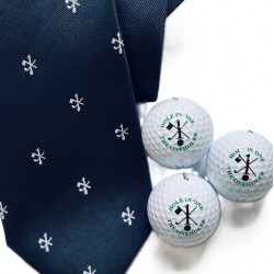 Hole in One Navy Silk Tie and Hole in One Golf Balls