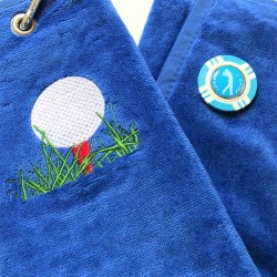 Longest Drive Vegas Chip Golf Ball Marker and Generic Golf Towel