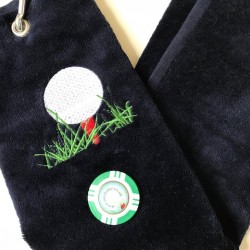 Golf Bag Towel for all Golfers Navy Blue and Vegas Poker Chip Ball Marker Green Golf Bag Towel for all Golfers Navy Blue and Vegas Poker Chip Ball Marker Green