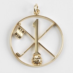 Hole in One/Oneholer Gold Golf Pendant