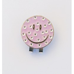 Golf Ball Marker Visor Hat Clip Smiley Lilac 