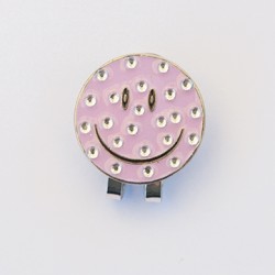 Golf Ball Marker Visor Hat Clip Smiley Lilac 