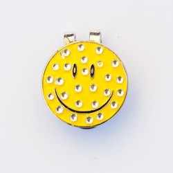 Golf Ball Marker Visor Hat Clip Yellow Smiley